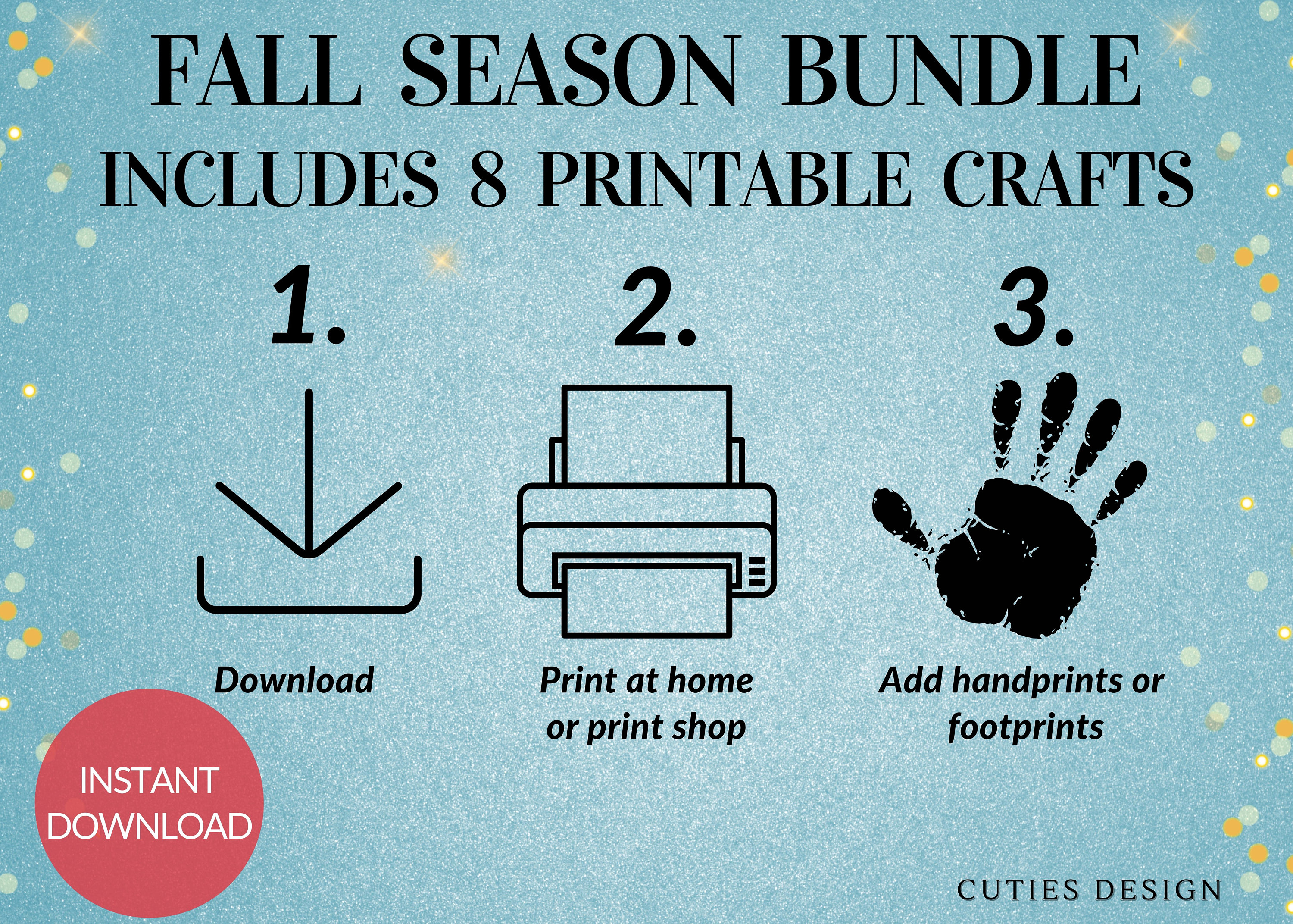 Handprint Art Fall Printable Craft Bundle for Baby Toddler Memory ...