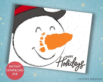 Snowman Footprint Art, DIY Christmas Keepsake (Digital Download)