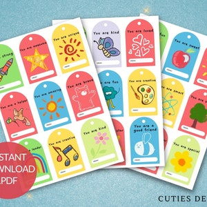 Étiquettes d'affirmation positive pour enfants, étiquettes imprimables d'affirmation d'enfants de Saint-Valentin, étiquettes d'encouragement de téléchargement numérique pour les enfants, étiquettes de cadeau d'enfants