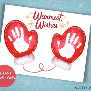 Navidad Handprint Art Vacaciones de invierno Tarjeta de bricolaje Navidad Preescolar Niños pequeños Actividad Recuerdo de Navidad Guardería Artesanía Imprimible
