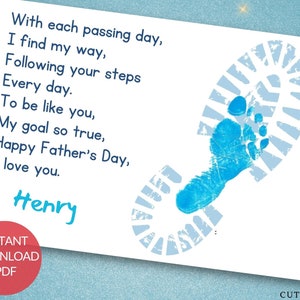 Father&#39;s Day Footprint Printable Baby Keepsake Art Craft Teacher Parent Resources for Kids for Pre-school Kindergarten Infant Gift for Dad