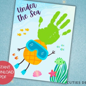 Under the Sea Printable Craft for Baby Handprint Keepsake Art Craft Teacher Parent Resources for Kids Pre-K Pre-school Kindergarten Infant