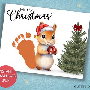 Impronta Regalo di Natale Artigianato Stampabile Biglietto di auguri per bambini Ricordo Ricordo Bambini Prescolare Impronta di Natale Attività artistica Decorazioni natalizie per bambini