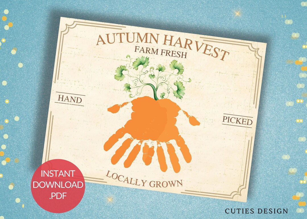 Handprint Art Fall Printable Craft for Baby Memory Keepsake Wall Art ...