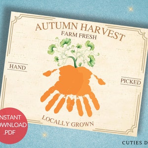 Handprint Art Fall Printable Craft for Baby Memory Keepsake Wall Art Thanksgiving Activity Kids Personalized Handprint Craft Preschool