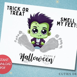 Halloween Footprint Printable Craft for Baby Gift Memory Keepsake Art Teacher Parent Resources Kids Pre-school Kindergarten Infant Toddler
