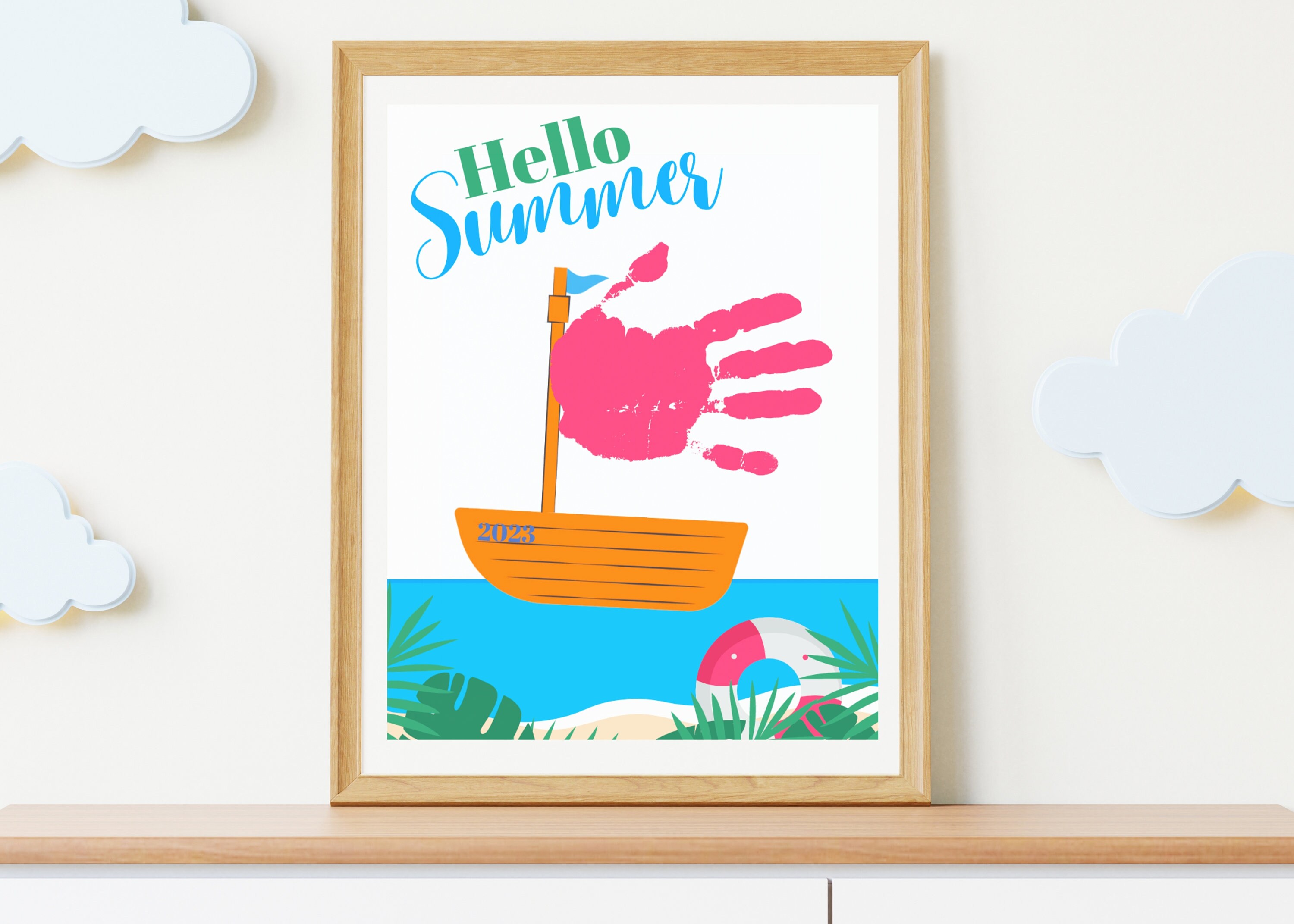 Summer Nautical Printable Craft for Baby Handprint Keepsake Art Craft ...