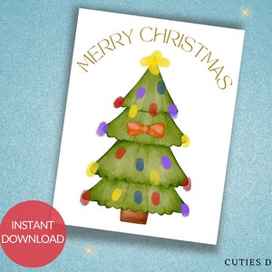 Christmas Tree Fingerprint Art DYI Craft for Kids Preschool Activity Christmas Memory Keepsake Printable Holiday Toddler Kindergarten Art