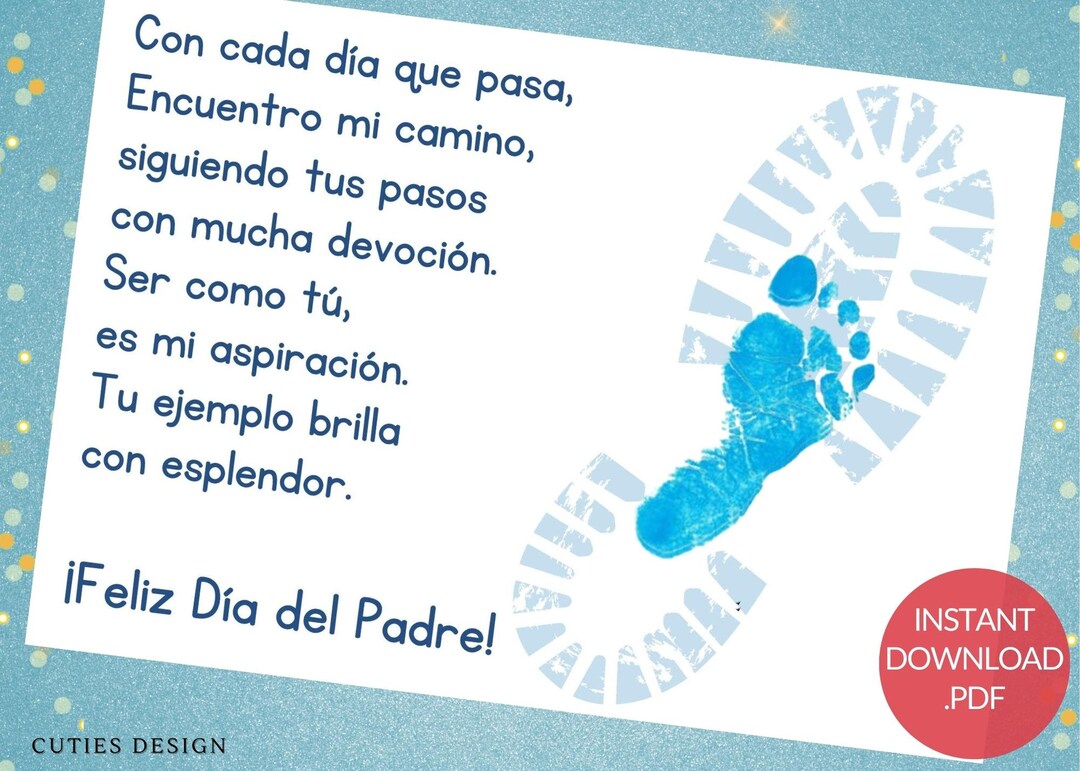 Father's Day Spanish Footprint Printable Baby Keepsake Art Craft Día
