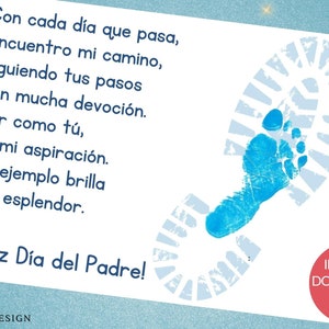 Father's Day Spanish Footprint Printable Baby Keepsake Art Craft Día del Padre for Kids Pre-K Kindergarten Gift for Dad Para Papá en Español