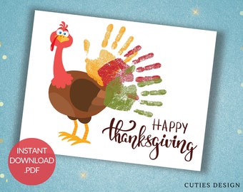 Thanksgiving Turkey Handprint Craft, DIY Toddler Activity (Printable PDF)