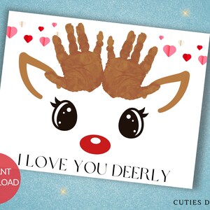 Vacances Handprint Craft Bébé Noël Je t'aime Deerly Handprint Memory Keepsake Art Infant Memory Maker Décembre Activité familiale