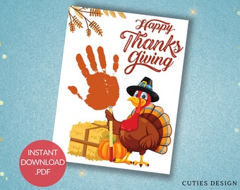 Thanksgiving Handprint Art, Kids Craft Activity (PDF)