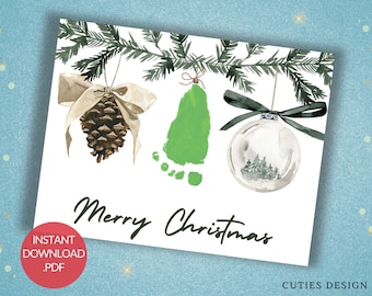 Christmas Footprint Art, Baby Handprint Keepsake (Digital Download)