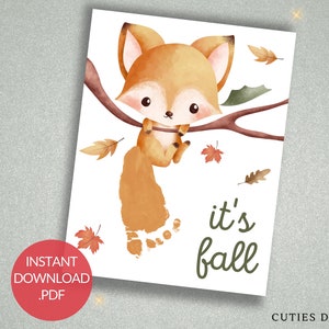 Footprint Art Fall Season Handprint Craft Printable Baby Card Memory Keepsake Art Pre-school Thanksgiving Activity Kids Fall Autumn Decor