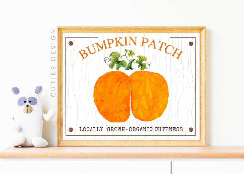 Our Little Bumpkin Baby's First Halloween Craft Sign - Wood & Acriclic Keepsake For Bum Print, 5.9x5.9"