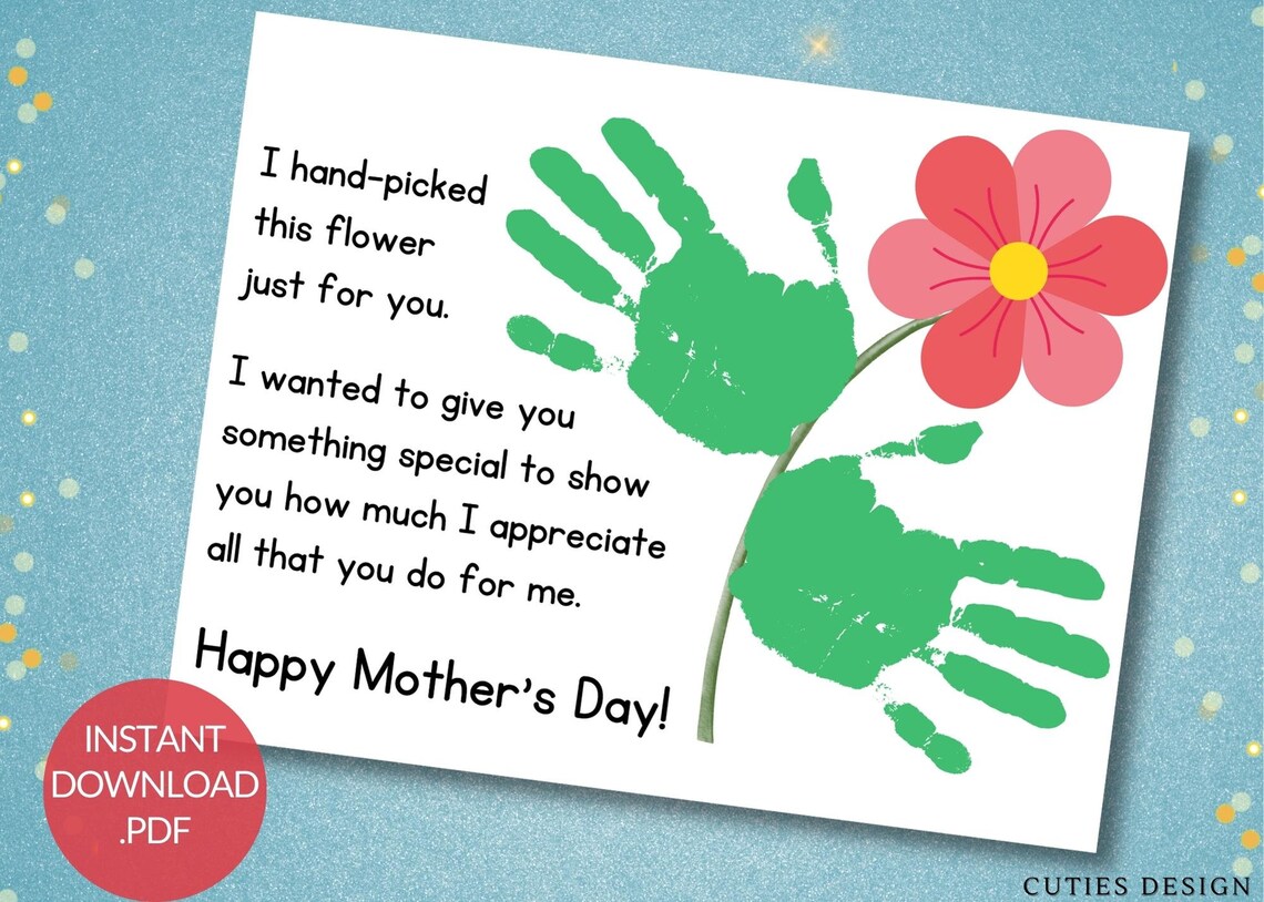 Mother's Day Handprint Printable Baby Keepsake Art Craft Teacher Parent ...