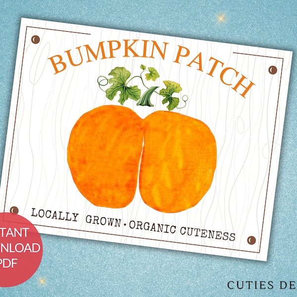 Bumpkin Patch Craft Printable Baby Bottom Print First Halloween Memory Keepsake Art Craft DIY Printable  Unique Babies Memory Fall Decor