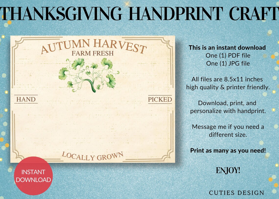 Handprint Art Fall Printable Craft for Baby Memory Keepsake - Etsy