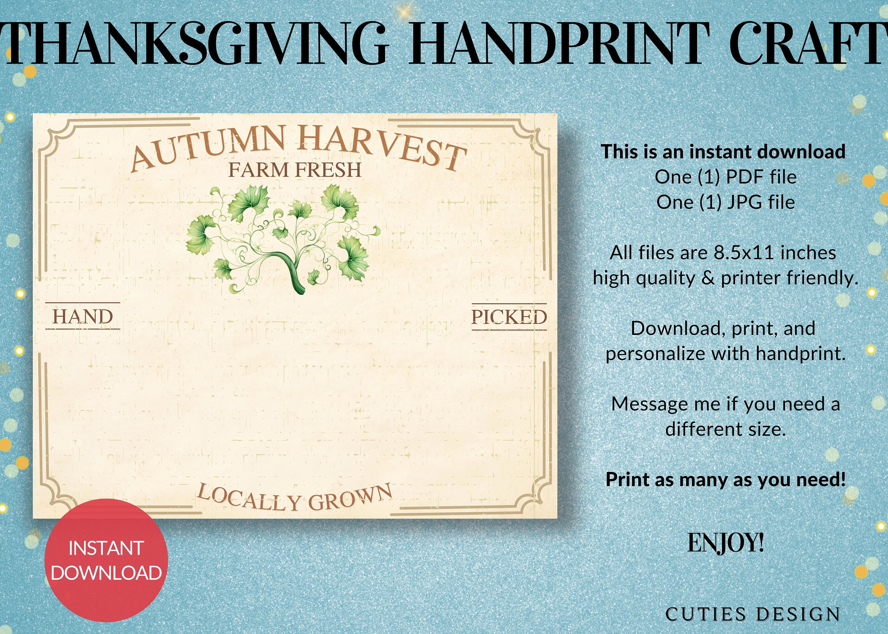 Handprint Art Fall Printable Craft for Baby Memory Keepsake - Etsy