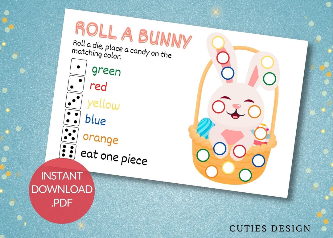 Easter Roll a Bunny Game Instant Download Easter Game for