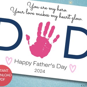Vaderdag handafdruk afdrukbare baby aandenken kunst ambacht leraar informatie voor ouders voor kinderen Pre-K kleuterschool baby cadeau voor papa