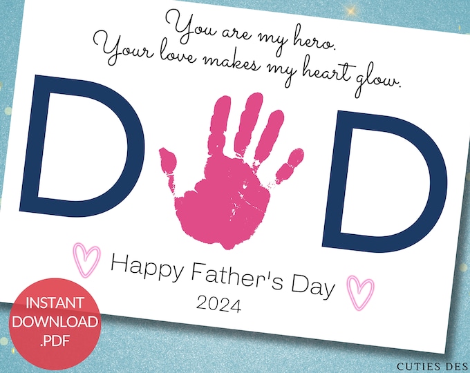 Fathers Day Printable Craft for Kids & Toddlers, Fathers Day Handprint ...