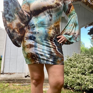 Earthy Geode Bell Sleeve Dress