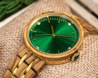 Reloj de madera personalizado: regalo de aniversario para novia, esposa, mamá - Reloj de lujo GT096