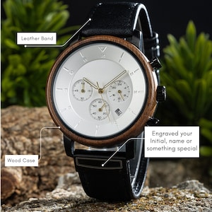 Gift for my Dad, Father&#39;s Day Gift, a personalised gift for my husband, Engraved wooden watch, a gift for my soulmate. GT147