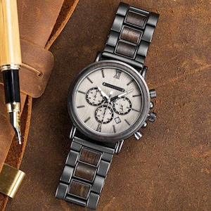 Engraved Wood Watch For Men, Costume Watch for your Husband, Personalised watch, Birthday gifts, Graduation gift for Sons, Groomsmen watch