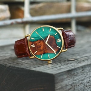 Engraved wooden watch with leather strap, Best Gift for him, minimalist watches for men, Personalised anniversary gift, birthday gift GT087 image 7