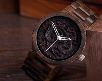 Montre en bois gravée pour marié | Cadeau d'anniversaire et de mariage | Montre homme personnalisée pour futur marié, montre homme en bois