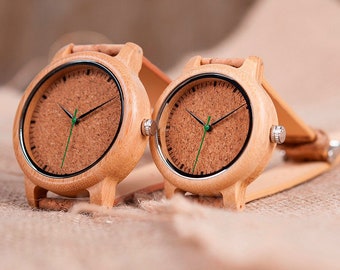 Engraved Bamboo Watches, Wooden Watch for Women, Wood Watch for Men, Personalised Watches, Gift for anniversary Couples watch