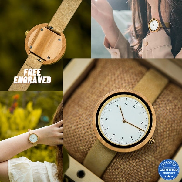 Womens watch, Engraved Watch, Wooden Watches for Women, Birthday gift for girlfriend, Anniversary gift for wife,  Wood Watch, for daughter