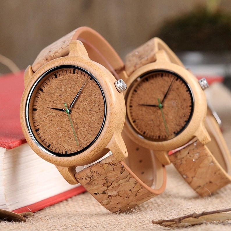 Engraved Bamboo Watches, Wooden Watch for Women, Wood Watch for Men, Personalised Watches, Gift for anniversary Couples watch image 2