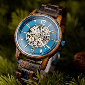 Handcrafted Engraved Wood Watch for Him - Unique Men&#39;s Gift for Anniversary & Father&#39;s Day GT114