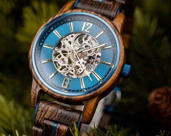 Reloj de madera grabado a mano para él: regalo único para hombre para aniversario y día del padre GT114