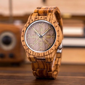 Engraved Wooden Watches The Viking Compass The Runic Compass/ Men Watch/ Gift for Husband/ Anniversary Gift/ Costume Watch/ Best Man Watch