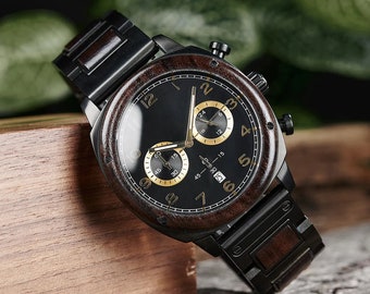 Reloj de madera grabado personalizado para papá - Regalo del día del padre, regalo de aniversario - Reloj personalizado para hombre. T149