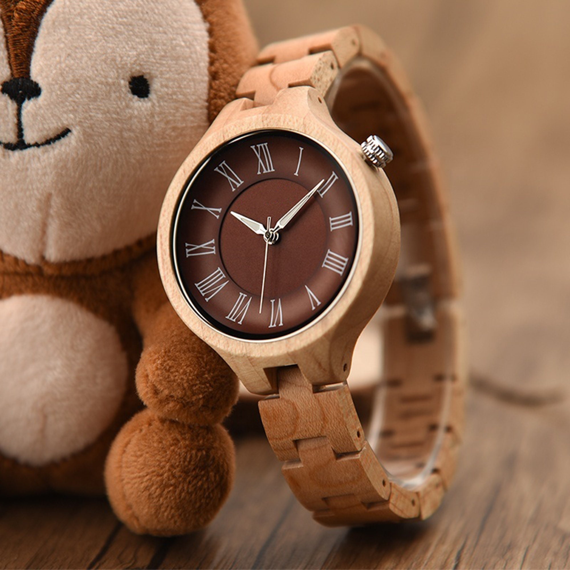 Personalized Wooden Watch for Women: Engraved Luxury Gift