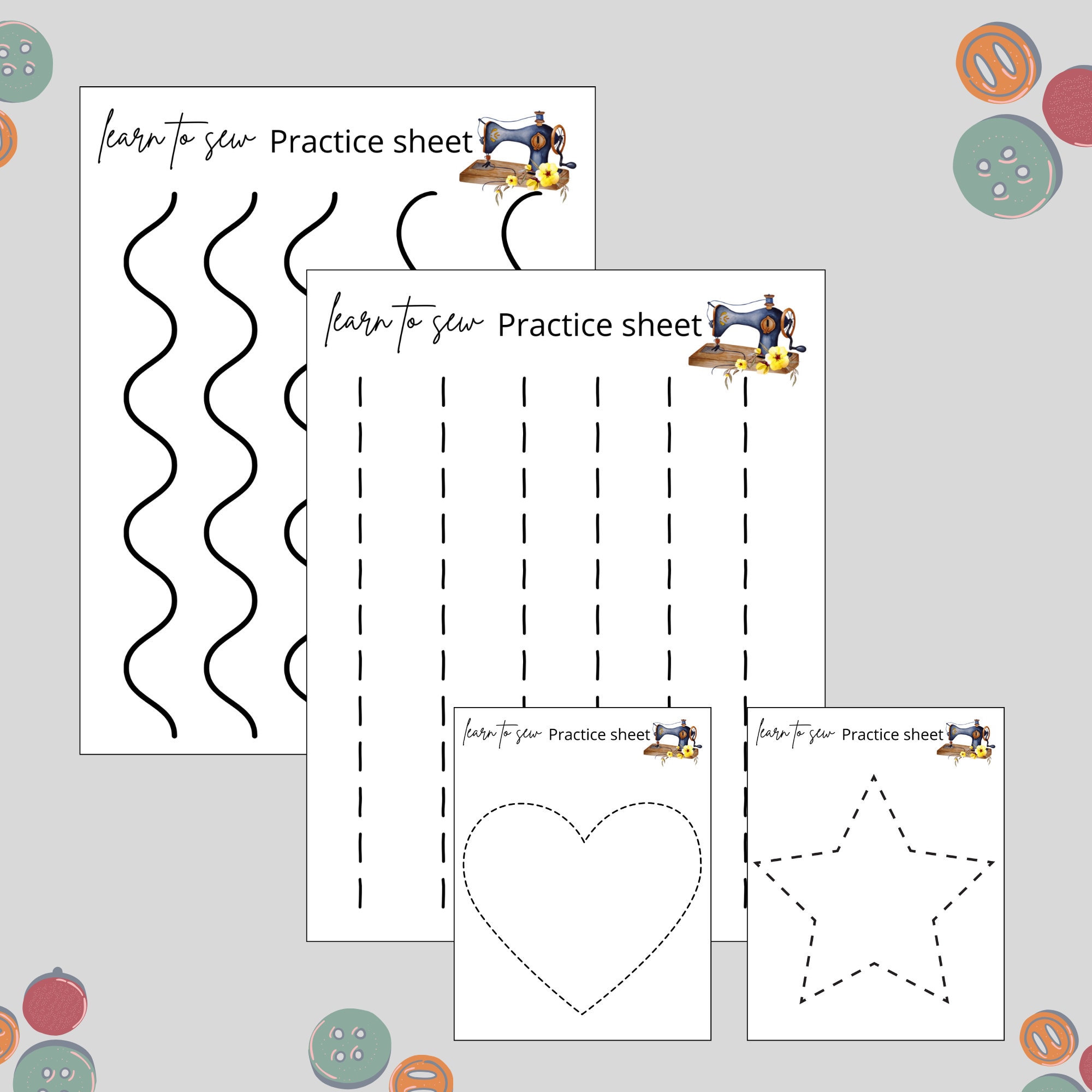 Learn to Sew Practice Sheets | Printable Sewing Practice Worksheets ...