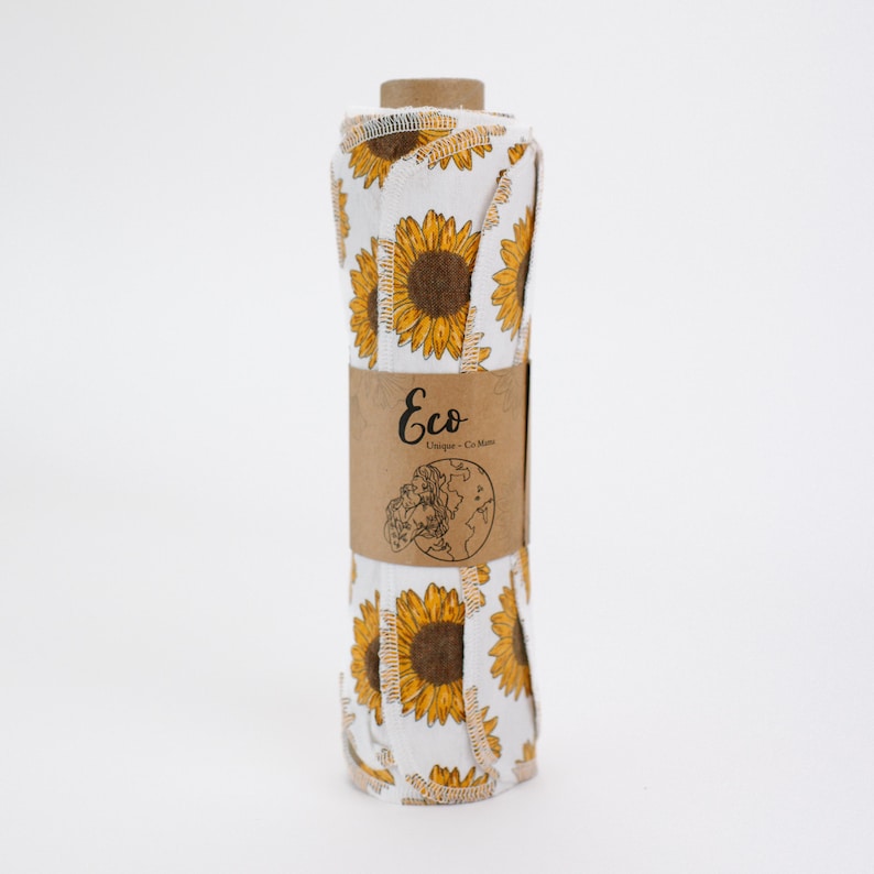 24 pack Reusable Paper Towels | Reusable Baby Wipes | Cardboard Tube | Paperless Paper Towels | Zero Waste | Sunflower Kitchen Towels | Eco