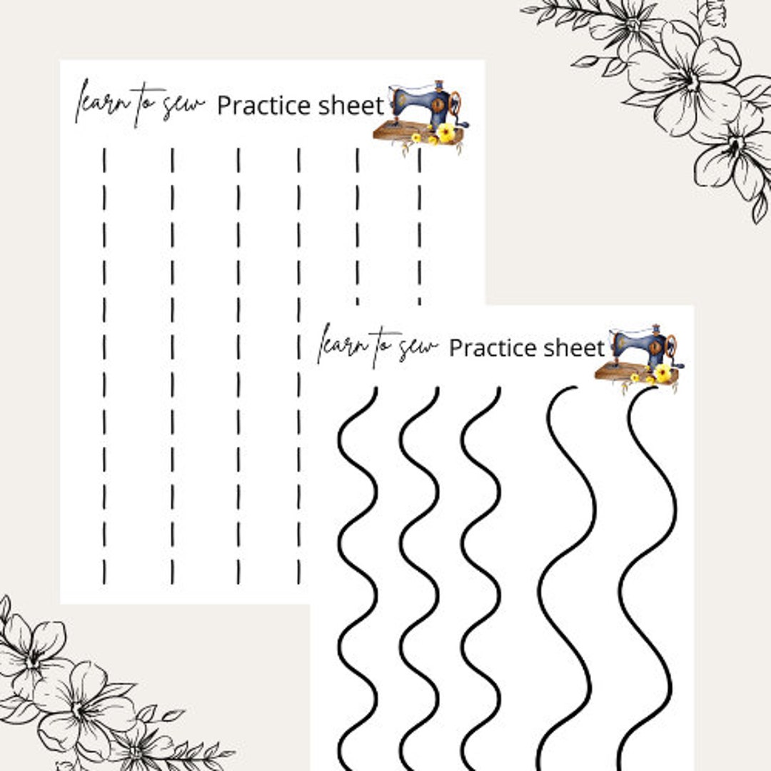 Learn to Sew Practice Sheets Printable Sewing Practice Etsy