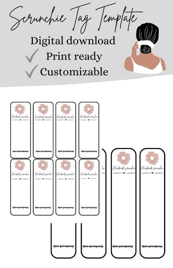 Printable Scrunchie Tag Templates 2 Sizes Canva Editable Etsy