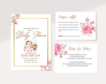 GOLD Baby Shower | Invitation Card | Editable Invitation Card |