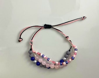 Women's Pink Jade Seed Bead Bracelet | Multi Strand Adjustable Beaded Bracelet | Boho Beaded Bracelet | Adjustable Friendship Bracelet