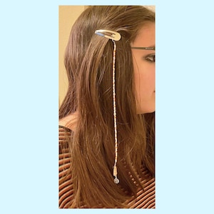 Boho Beaded Dangling Hair Clip with Silver Charm. Perfect gift for Her Birthday, Mother&#39;s Day, or Just Because! Custom Length Options
