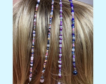 Clip de cheveux de style hippie perlé - Couleurs de perles multiples avec un accent de perles de verre - Bijoux de cheveux d’automne Différentes longueurs disponibles - C’est l’automne