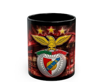 SL Benfica Crest Logo Mug | Black Ceramic Coffee Cup